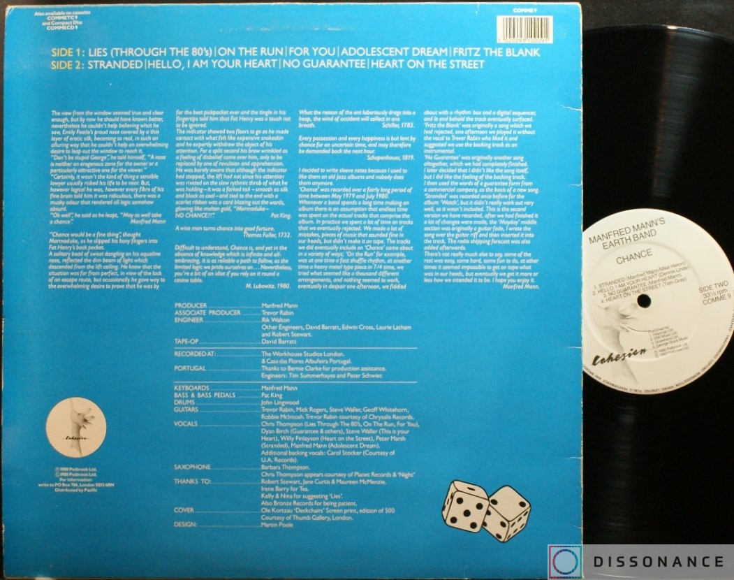 Виниловая пластинка Manfred Mann - Chance (1980) - фото 1