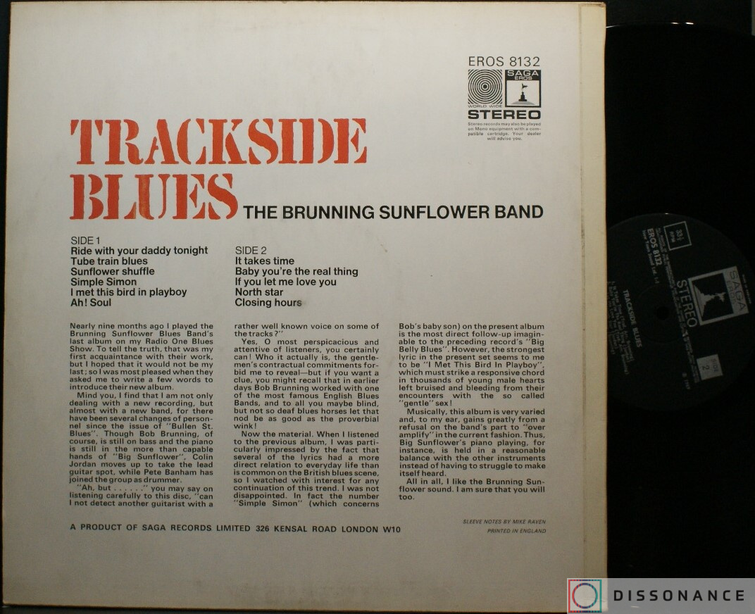 Виниловая пластинка Brunning Sunflower Band - Trackside Blues (1969) - фото 1