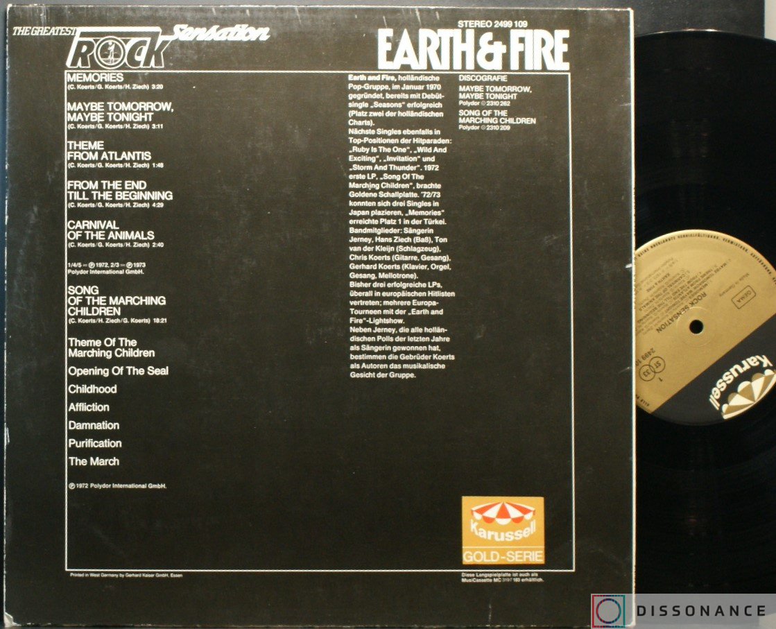 Виниловая пластинка Earth And Fire - Rock Sensation (1975) - фото 1