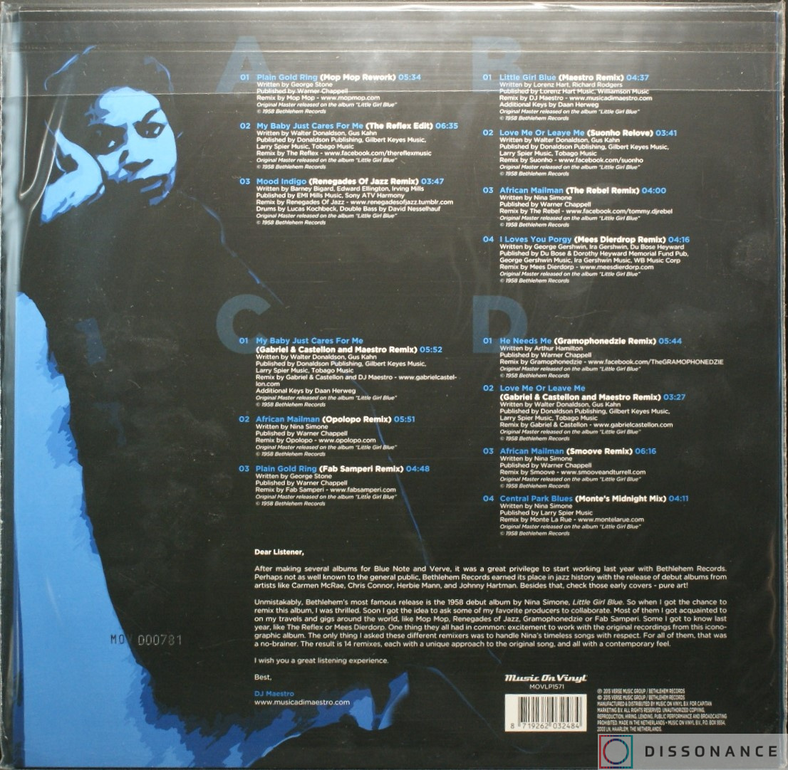 Виниловая пластинка Nina Simone - Little Girl Blue Remixed (2013) - фото 1