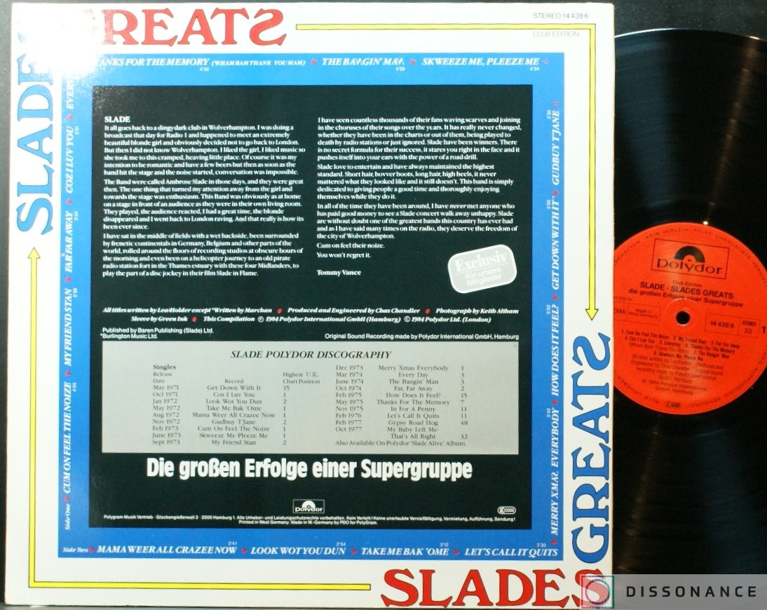 Виниловая пластинка Slade - Slades Greatz (1984) - фото 1