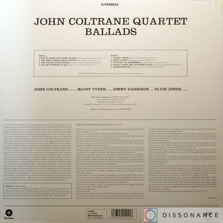 Виниловая пластинка John Coltrane - Ballads (1963) - фото 1