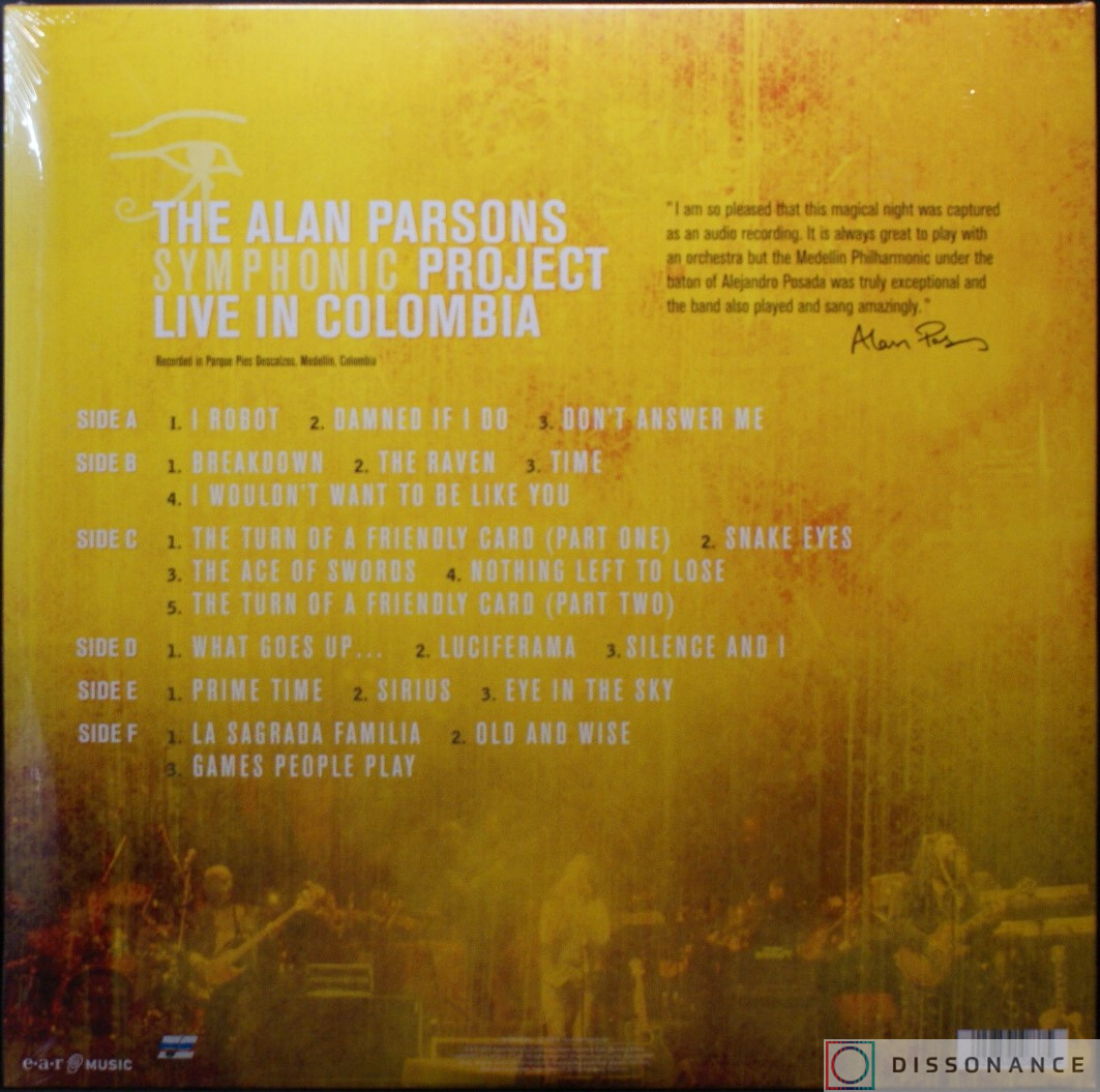 Виниловая пластинка Alan Parsons Project - Live In Colombia (2016) - фото 1