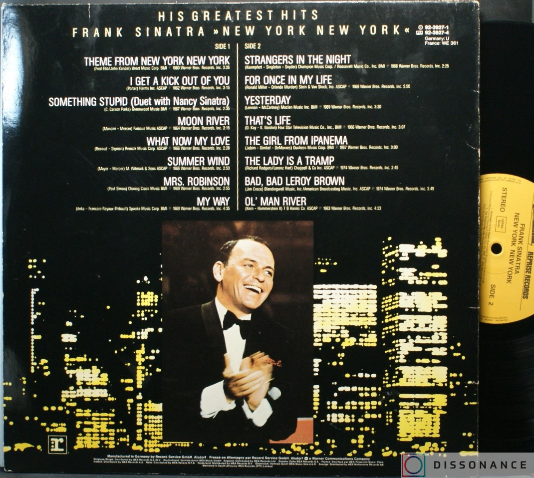 Виниловая пластинка Frank Sinatra - New York New York His Greatest Hits (1983) - фото 1
