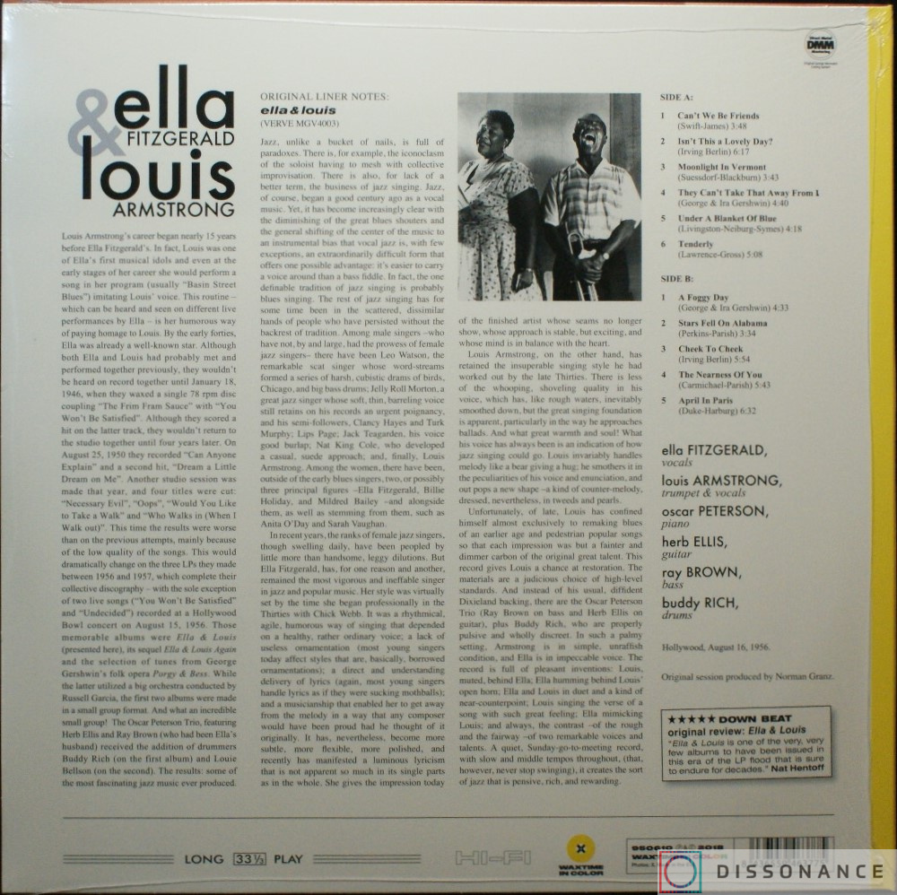 Виниловая пластинка Louis Armstrong - Ella And Louis (1956) - фото 1