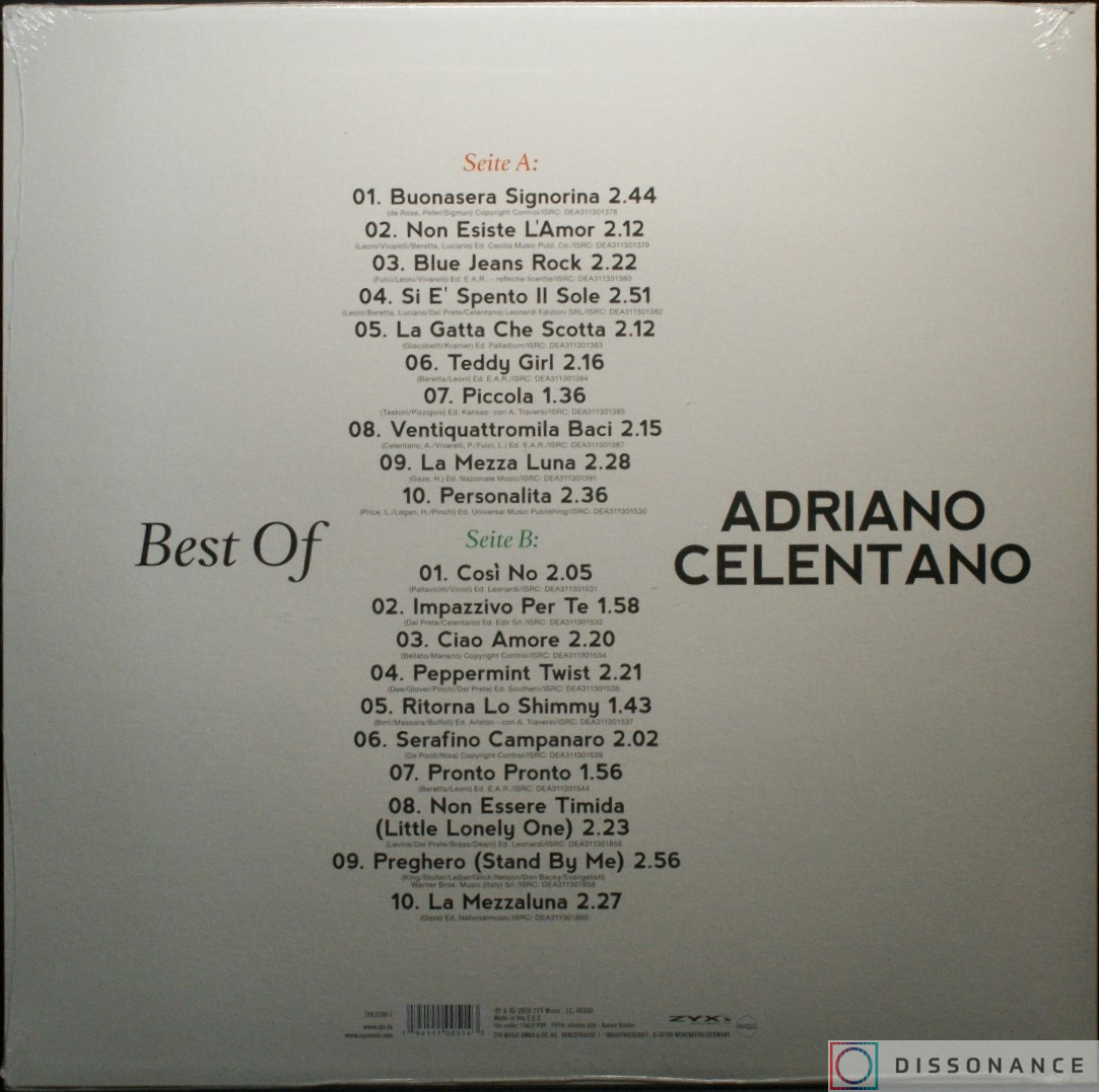 Виниловая пластинка Adriano Celentano - Celentano Best Of (2020) - фото 1