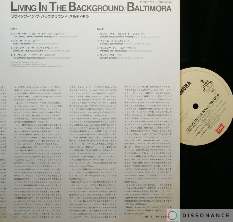Виниловая пластинка Baltimora - Living In The Background (1985) - фото 2