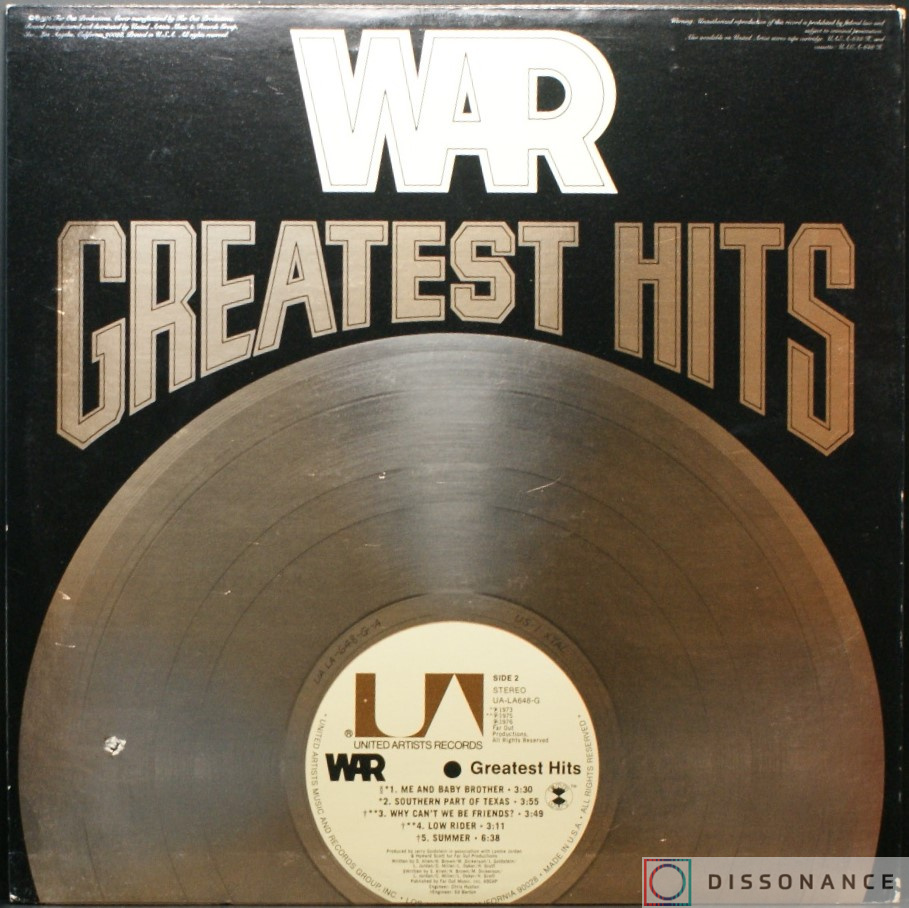 Виниловая пластинка War - War Greatest Hits (1976) - фото 1
