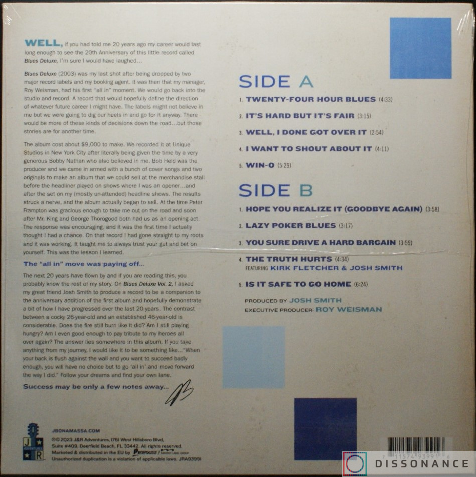 Виниловая пластинка Joe Bonamassa - Blues Deluxe Vol 2 (2023) - фото 1