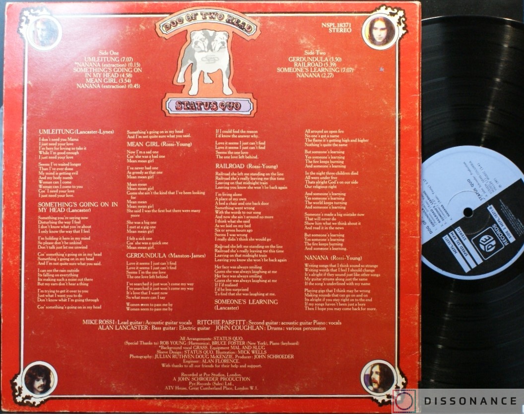 Виниловая пластинка Status Quo - Dog Of Two Heads (1971) - фото 2