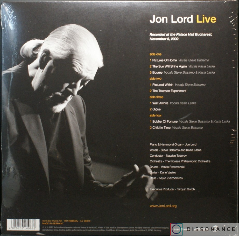 Виниловая пластинка Jon Lord - Jon Lord Live (2011) - фото 1
