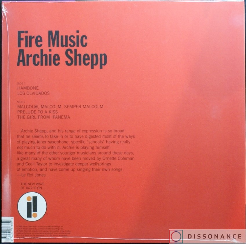 Виниловая пластинка Archie Shepp - Fire Music (1965) - фото 1