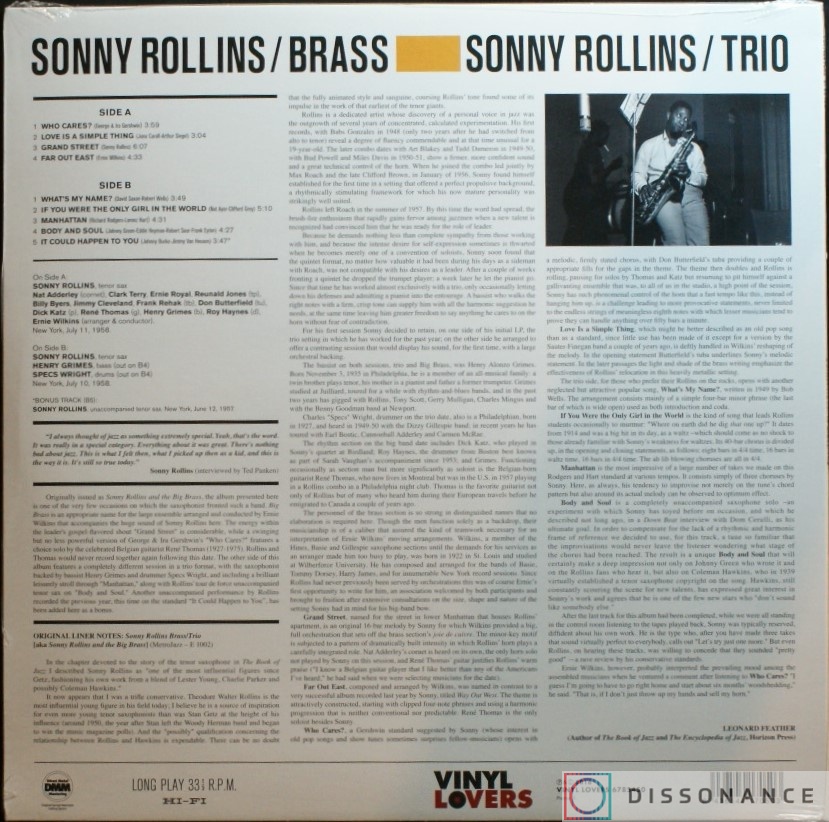Виниловая пластинка Sonny Rollins - Sonny Rollins Brass (1958) - фото 1