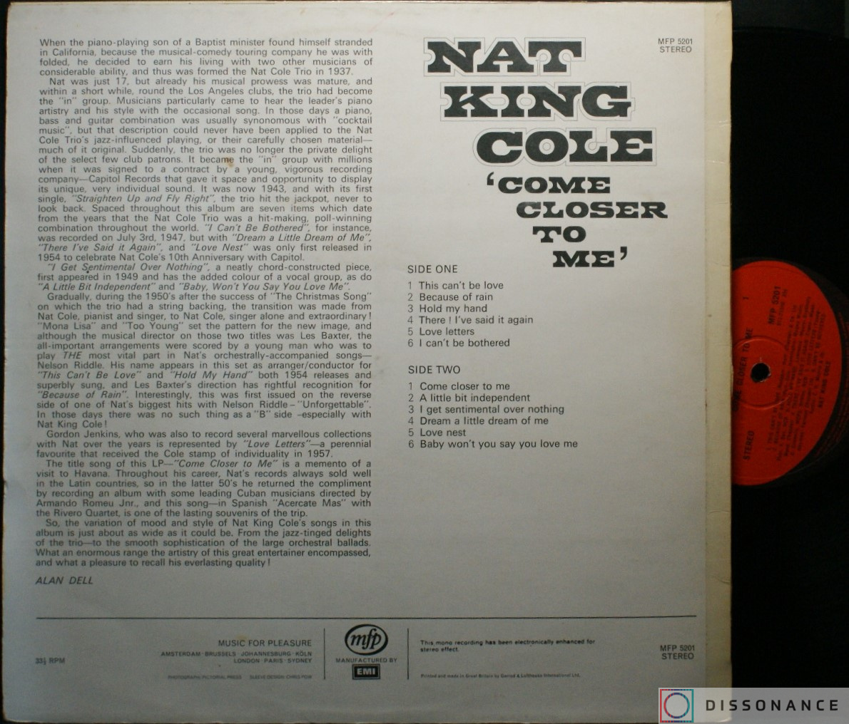 Виниловая пластинка Nat King Cole - Come Closer To Me (1971) - фото 1