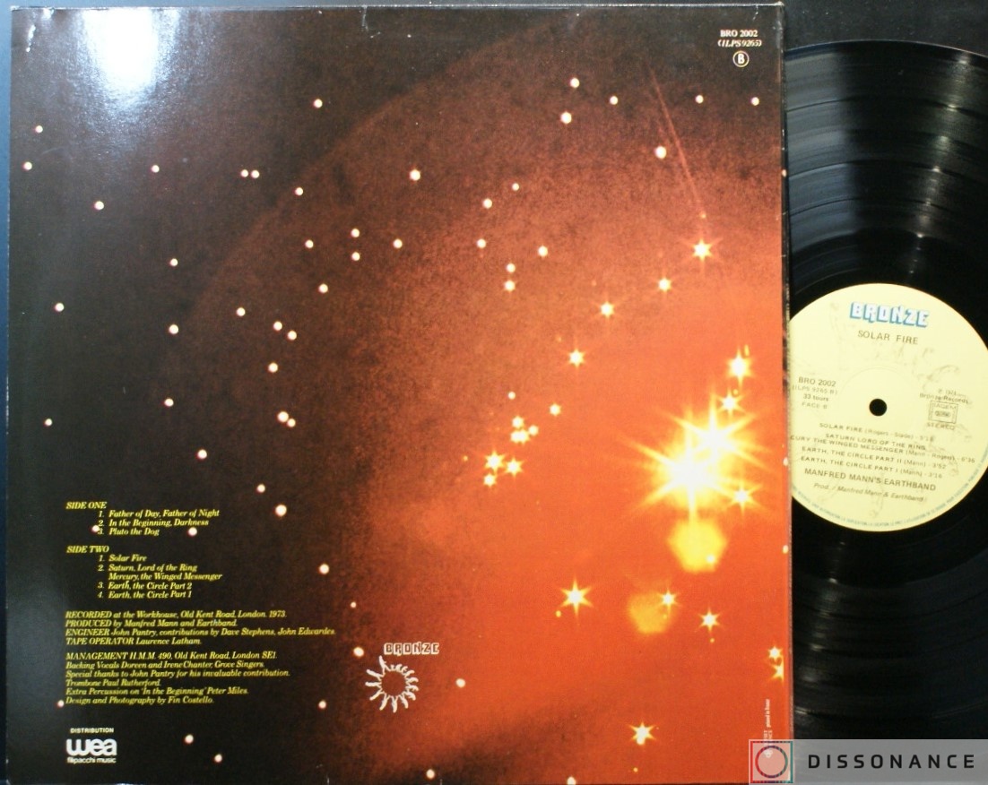 Виниловая пластинка Manfred Mann - Solar Fire (1973) - фото 2