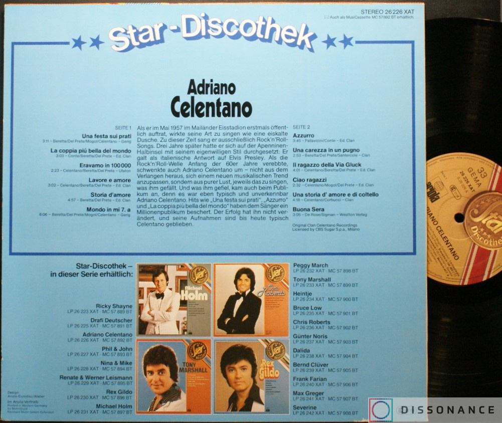 Виниловая пластинка Adriano Celentano - Star Discothek (1978) - фото 1