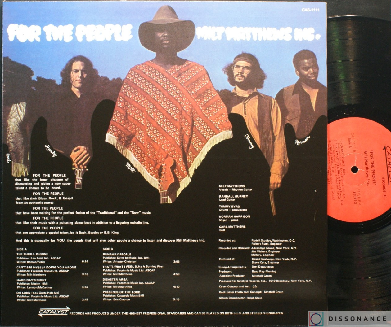 Виниловая пластинка Milt Matthews Inc - For The People (1971) - фото 1