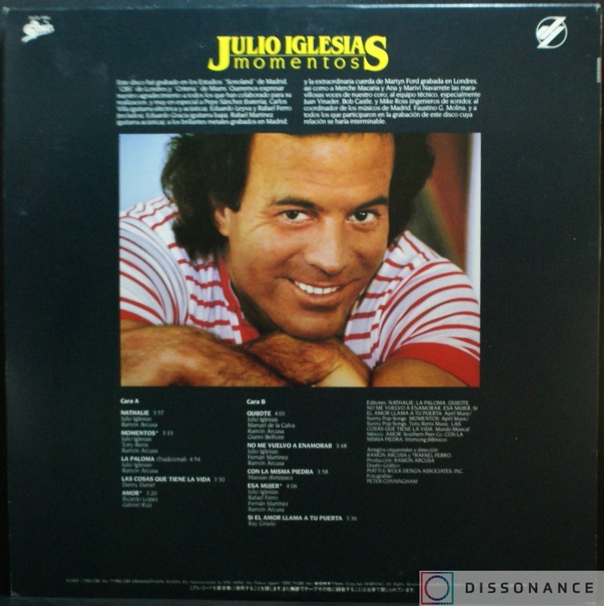 Виниловая пластинка Julio Iglesias - Momentos (1982) - фото 2