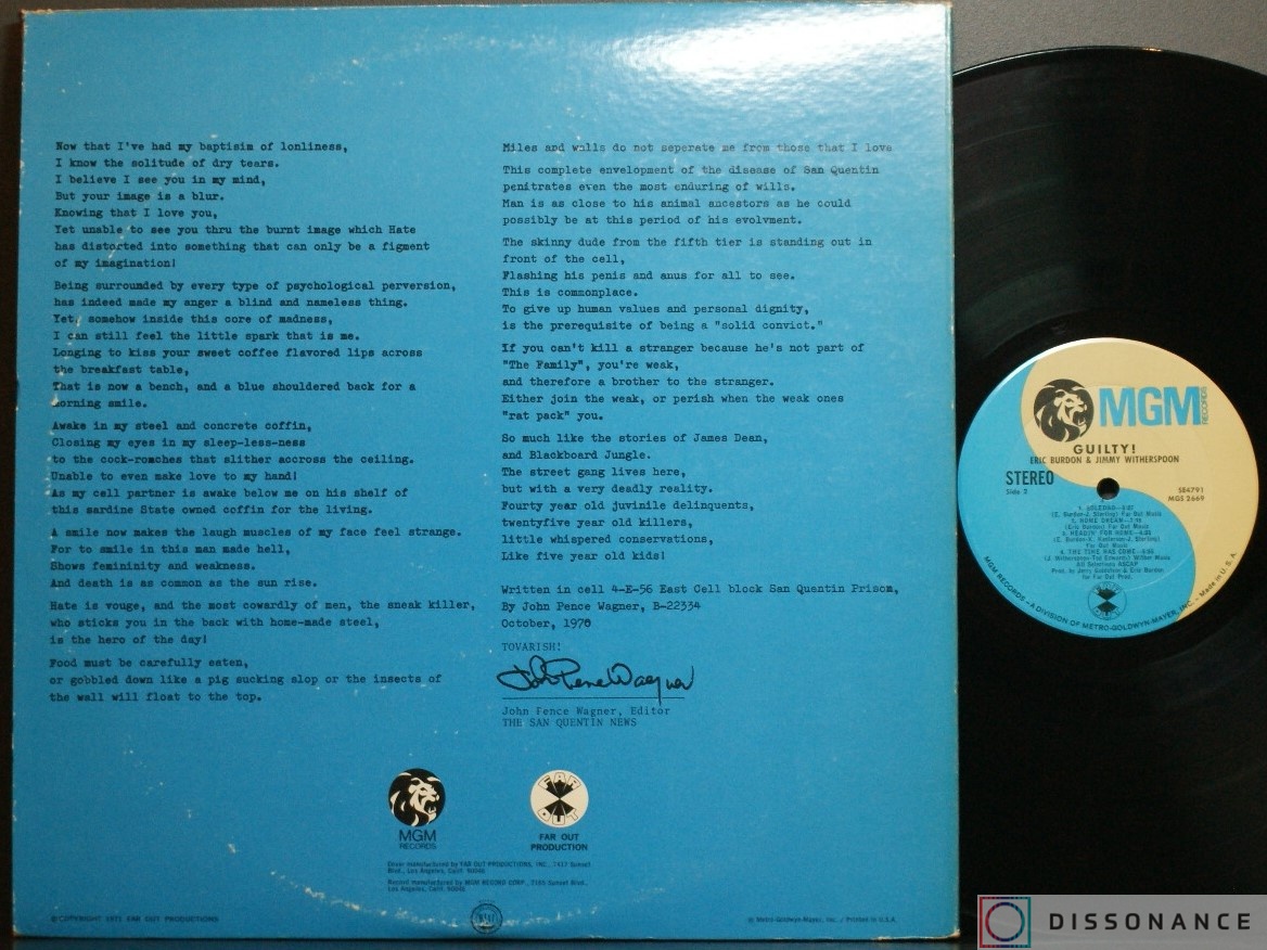 Виниловая пластинка Eric Burdon - Guilty (1971) - фото 1