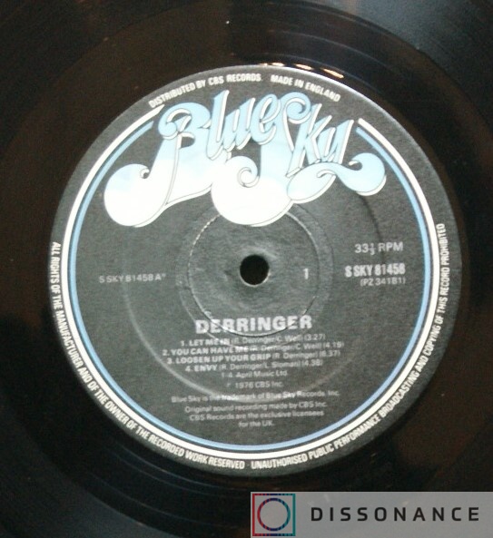 Виниловая пластинка Derringer - Derringer (1976) - фото 2