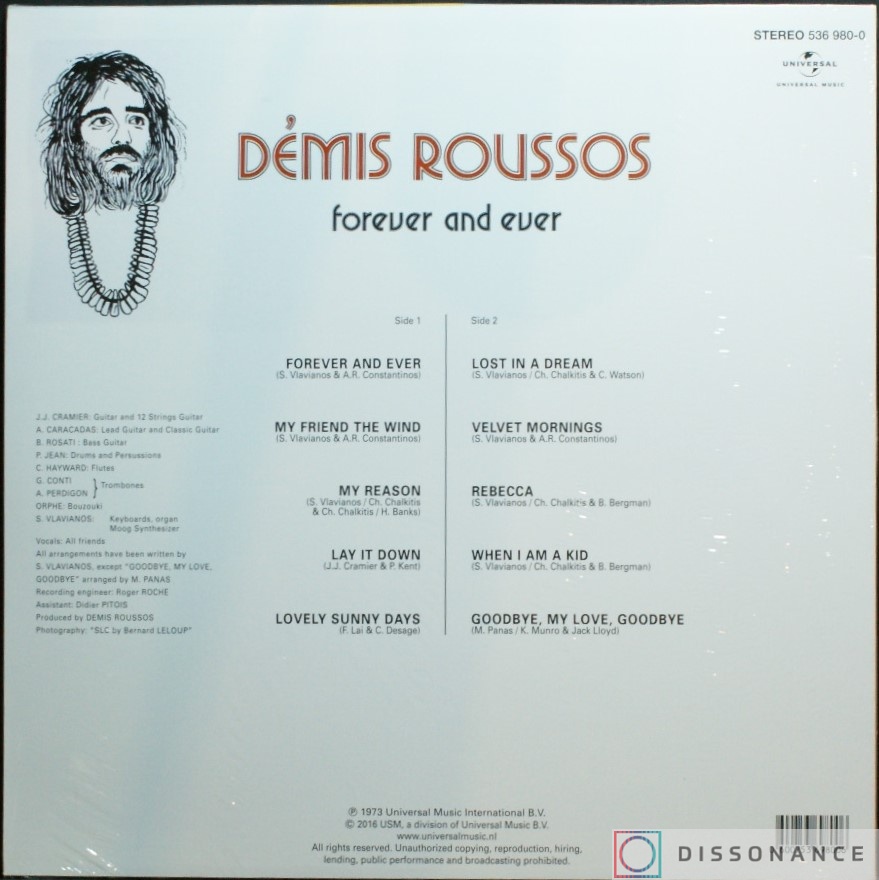 Виниловая пластинка Demis Roussos - Forever And Ever (1973) - фото 1