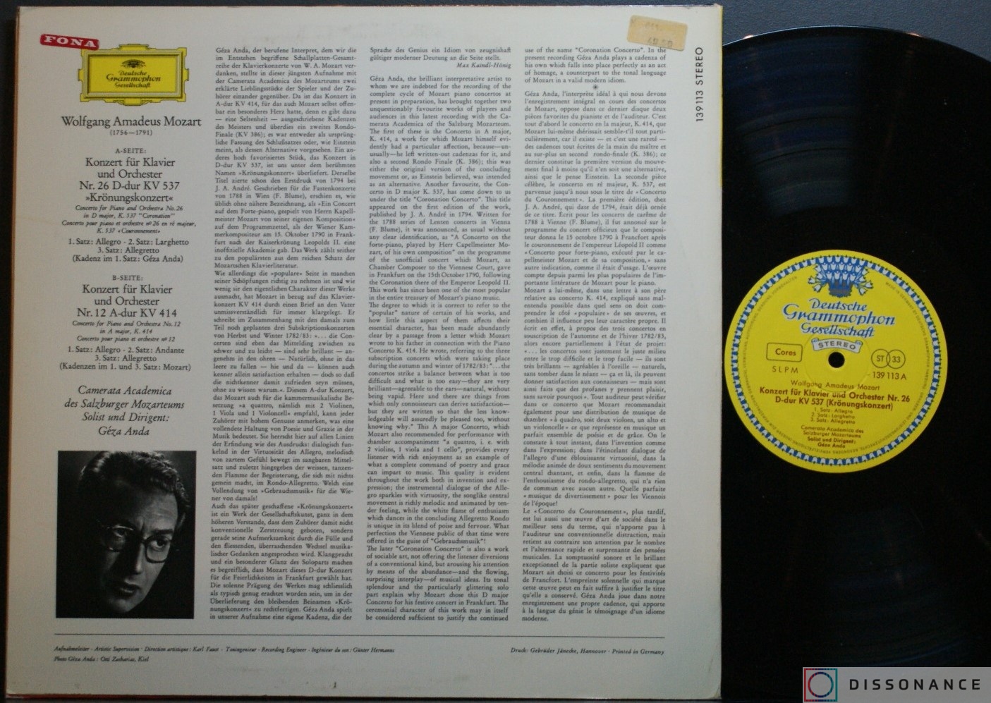 Виниловая пластинка Mozart - Kronungskonzert KV 537 Und Klavierkonzert A Dur KV 414 (1965) - фото 1