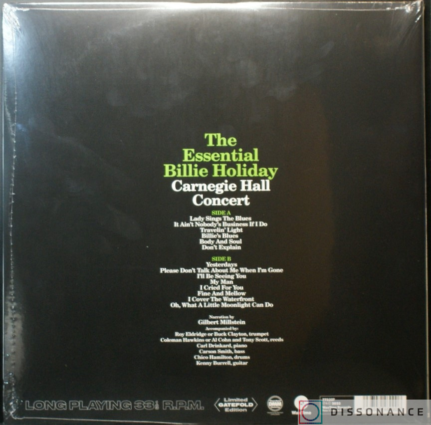 Виниловая пластинка Billie Holiday - Essential Carnegie Hall Concert (1961) - фото 1
