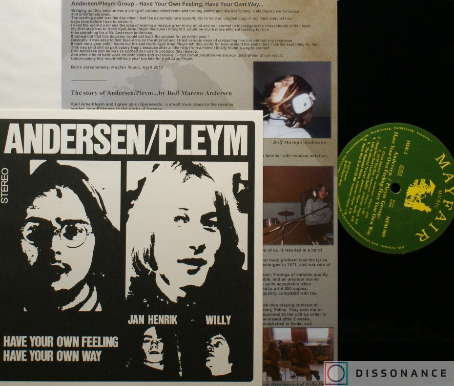 Виниловая пластинка Andersen Pleym Group - Have Your Own Feeling (1971) - фото 2