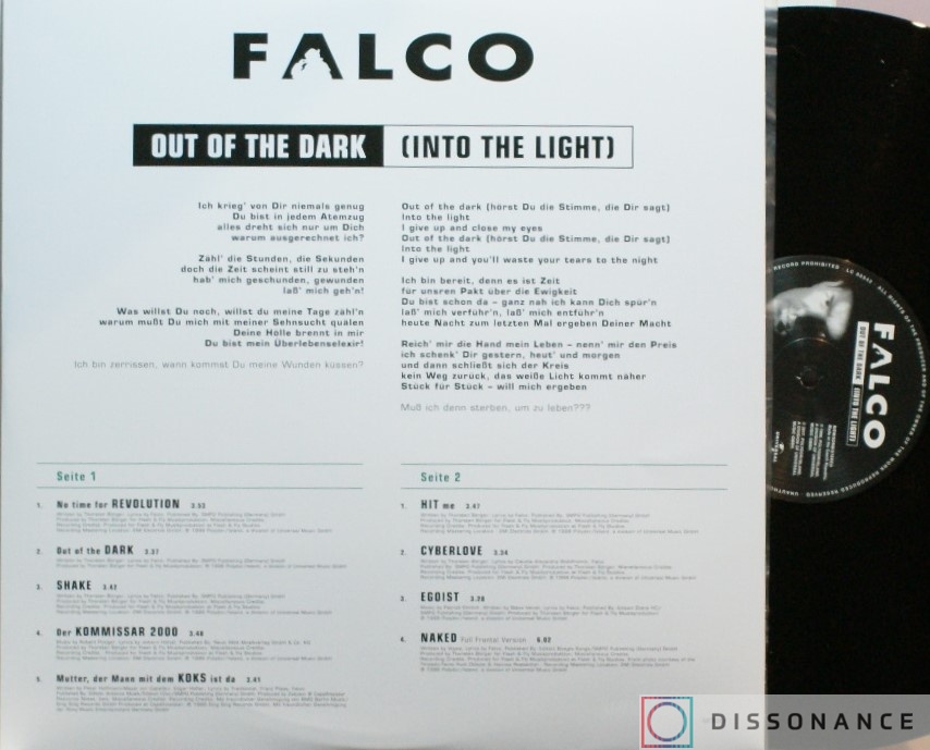 Виниловая пластинка Falco - Out Of The Dark (1998) - фото 2