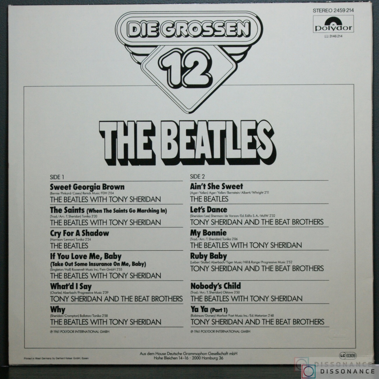 Виниловая пластинка Beatles - Die Grossen 12 (1980) - фото 1