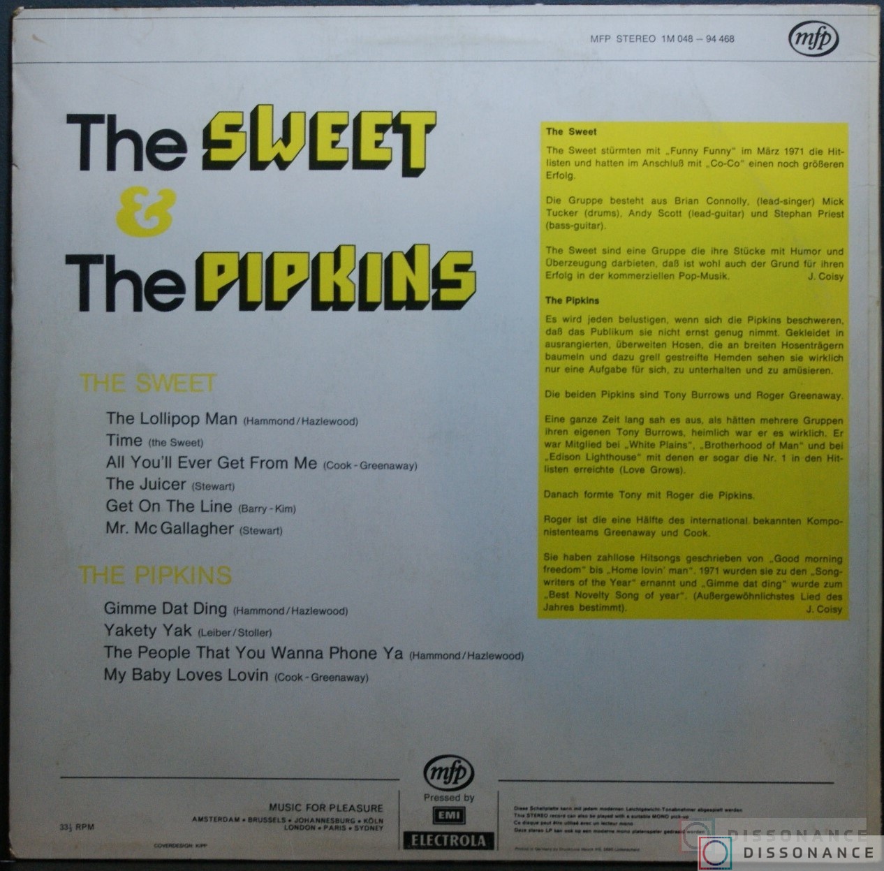 Виниловая пластинка Sweet - And The Pipkins (1974) - фото 1