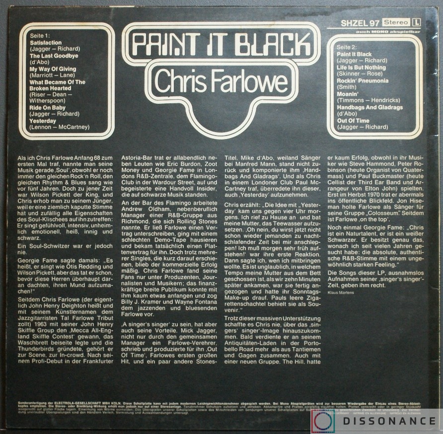 Виниловая пластинка Chris Farlowe - Paint It Black (1975) - фото 1
