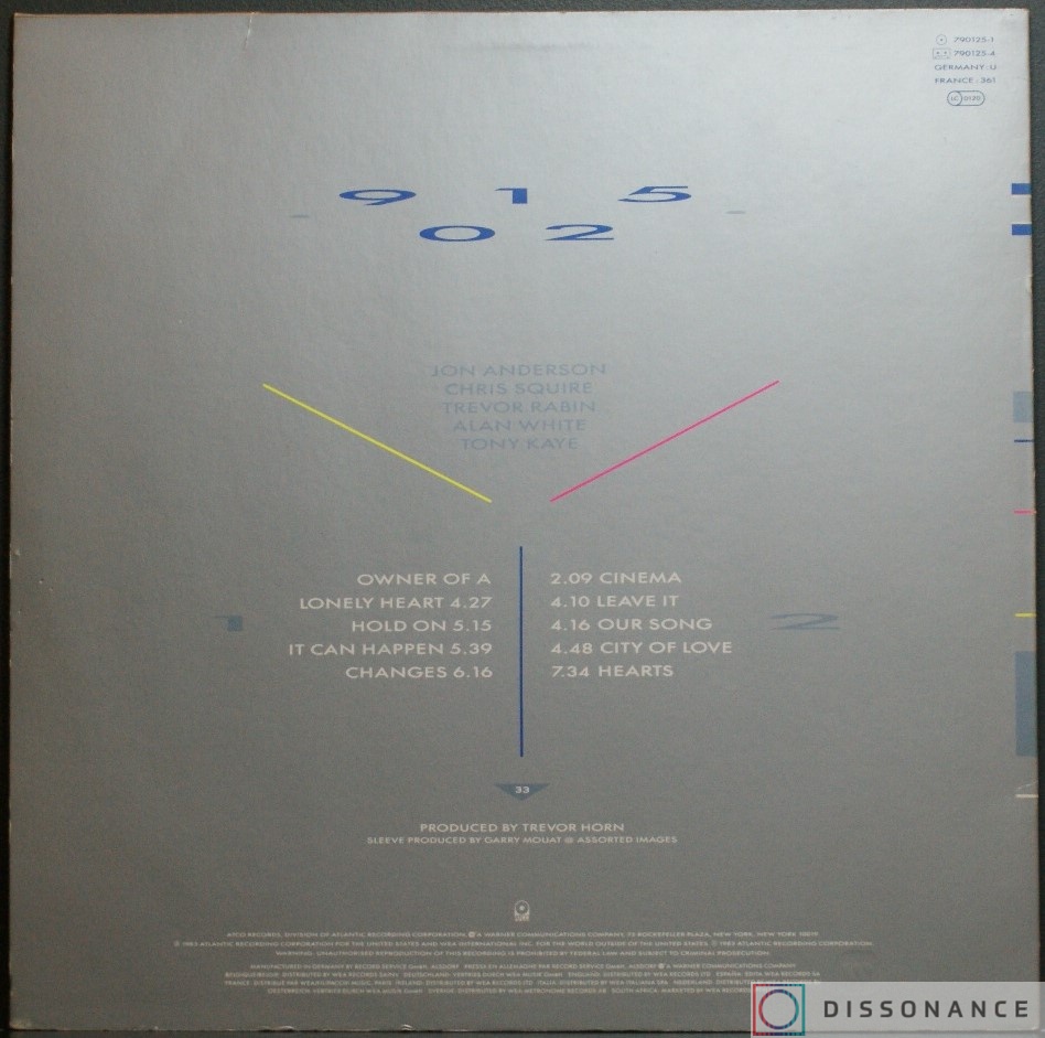 Виниловая пластинка Yes - 90125 (1983) - фото 1
