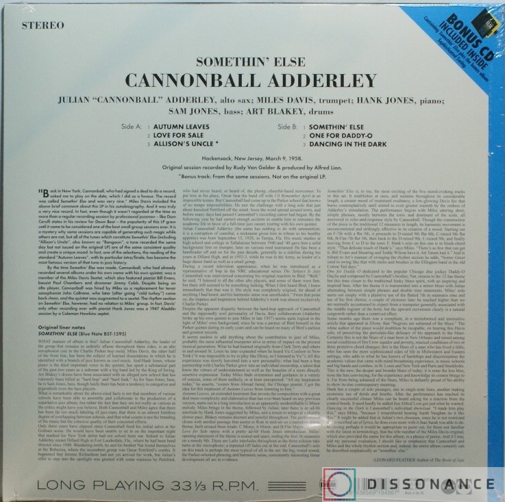 Виниловая пластинка Cannonball Adderley - Something Else (1958) - фото 1