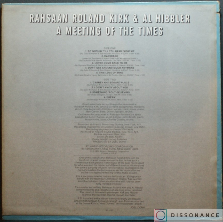 Виниловая пластинка Roland Kirk - A Meeting Of The Times (1972) - фото 1