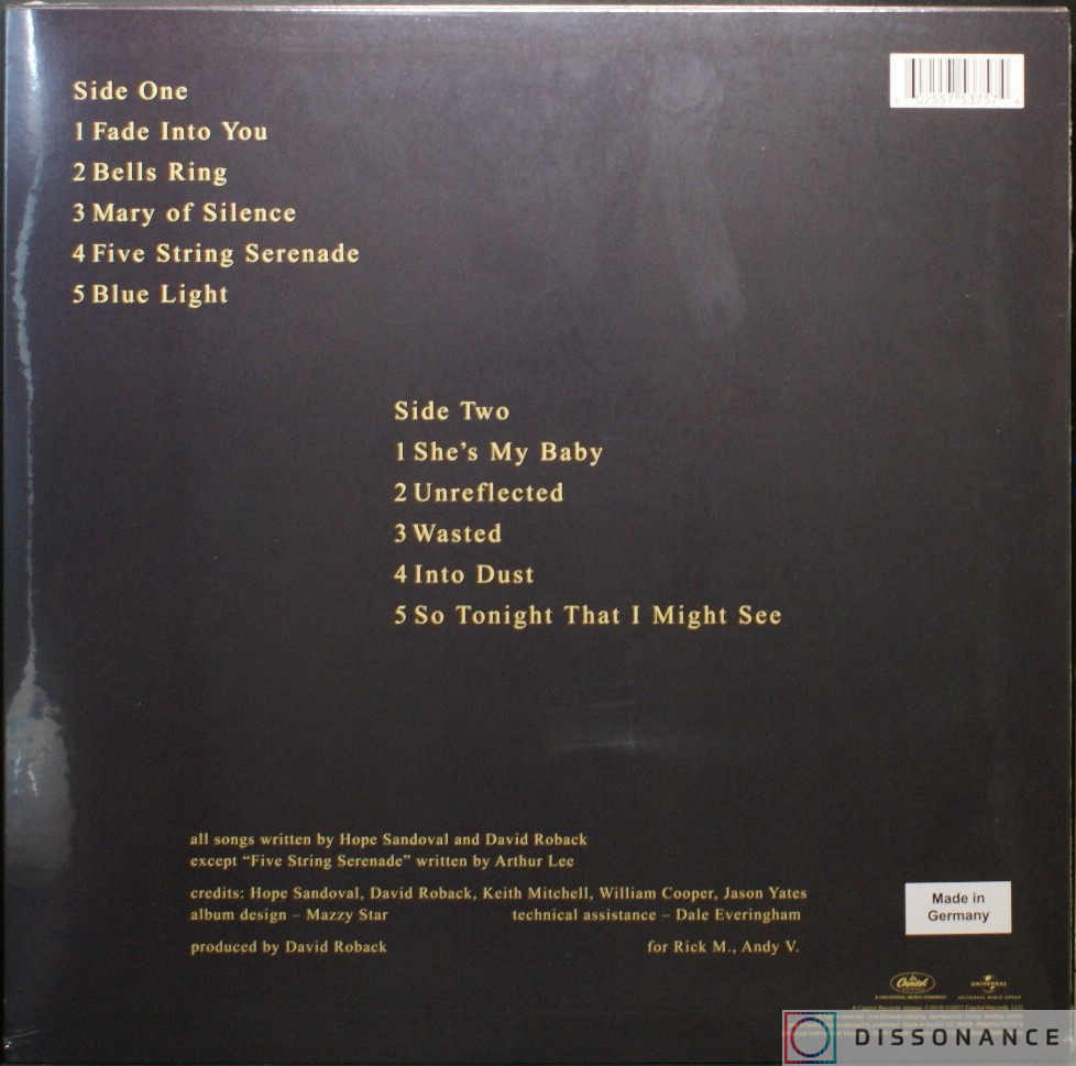 Виниловая пластинка Mazzy Star - So Tonight That I Might See (1993) - фото 1