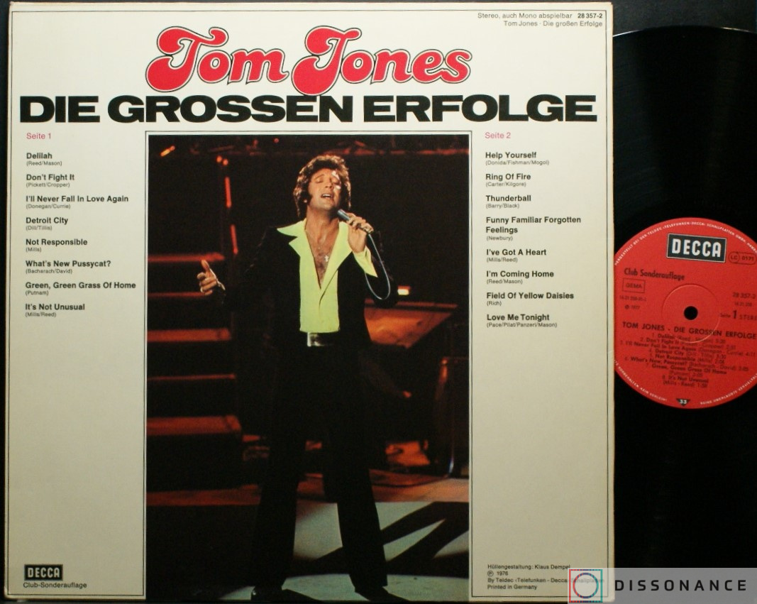 Виниловая пластинка Tom Jones - Tom Jones Die Grossen Erfolge (1977) - фото 1