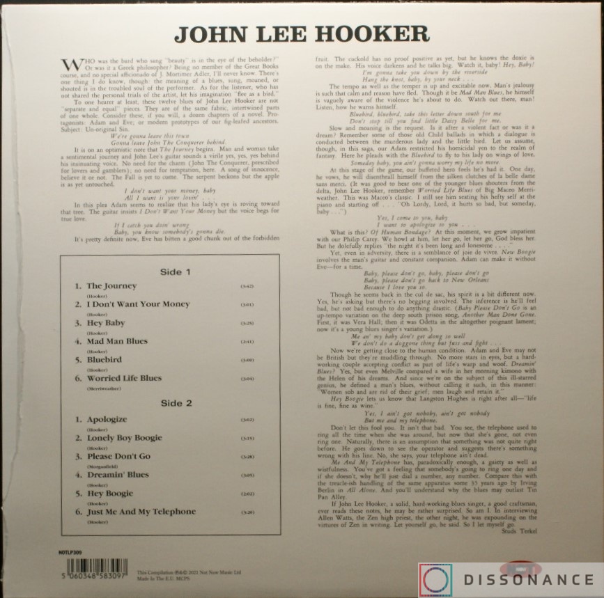 Виниловая пластинка John Lee Hooker - John Lee Hooker Plays Sings The Blues (1961) - фото 1