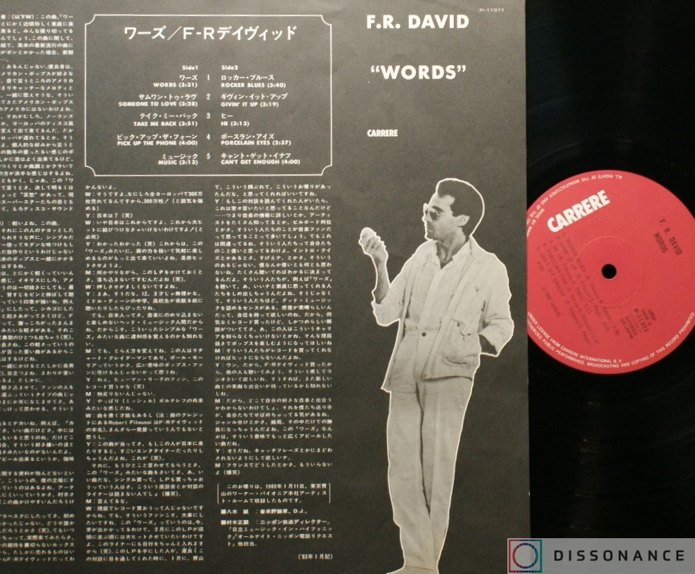 Виниловая пластинка FR David - Words (1982) - фото 2